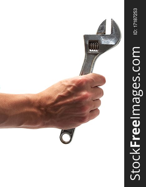 Wrench In Hand Isolated White