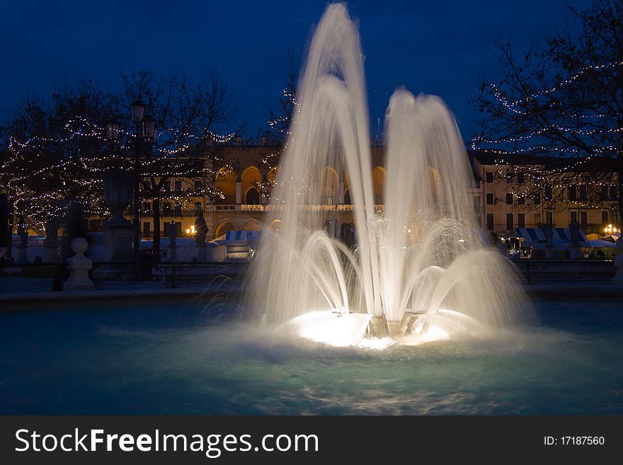 Fountain of night in italy square. Fountain of night in italy square