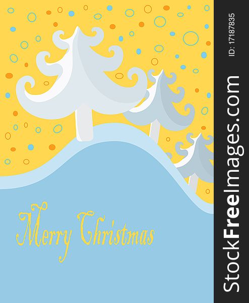 Christmas background with tree and colorful snowflake