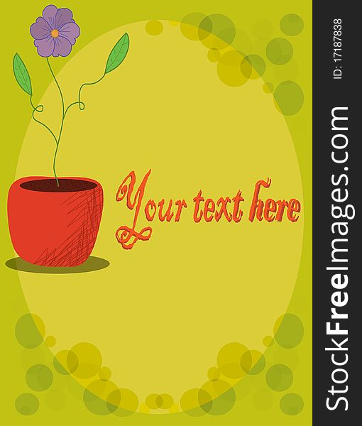 Cartoon flower pot with copy space