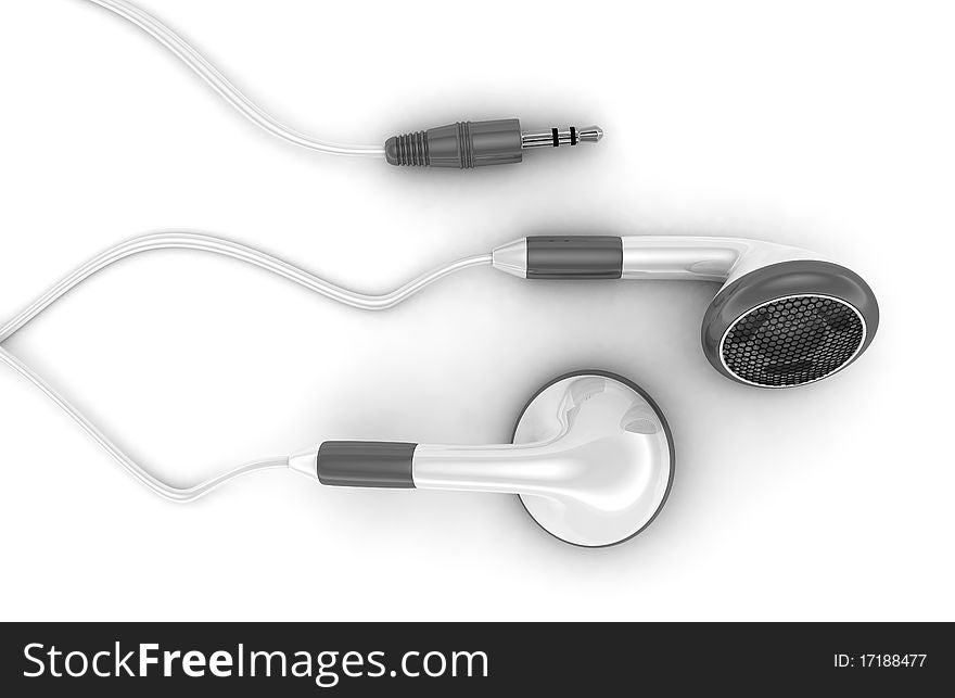 Earphones on the white background