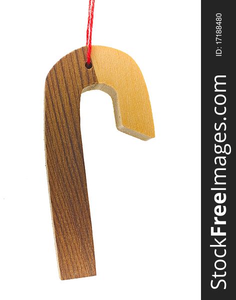 Traditional wood christmas decoration - candy cane. Traditional wood christmas decoration - candy cane