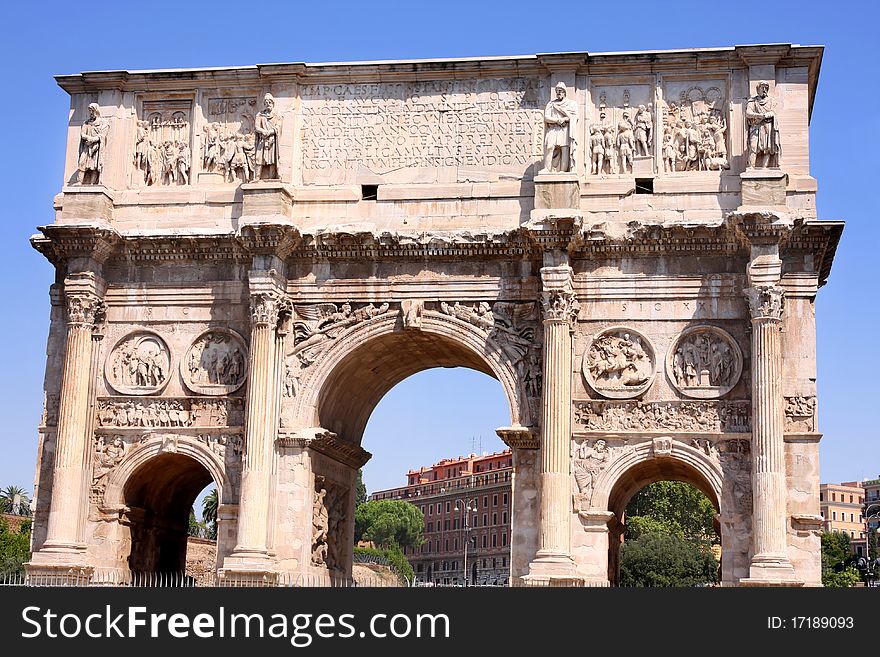 Details of Arco de Constantino in Rome, Italy