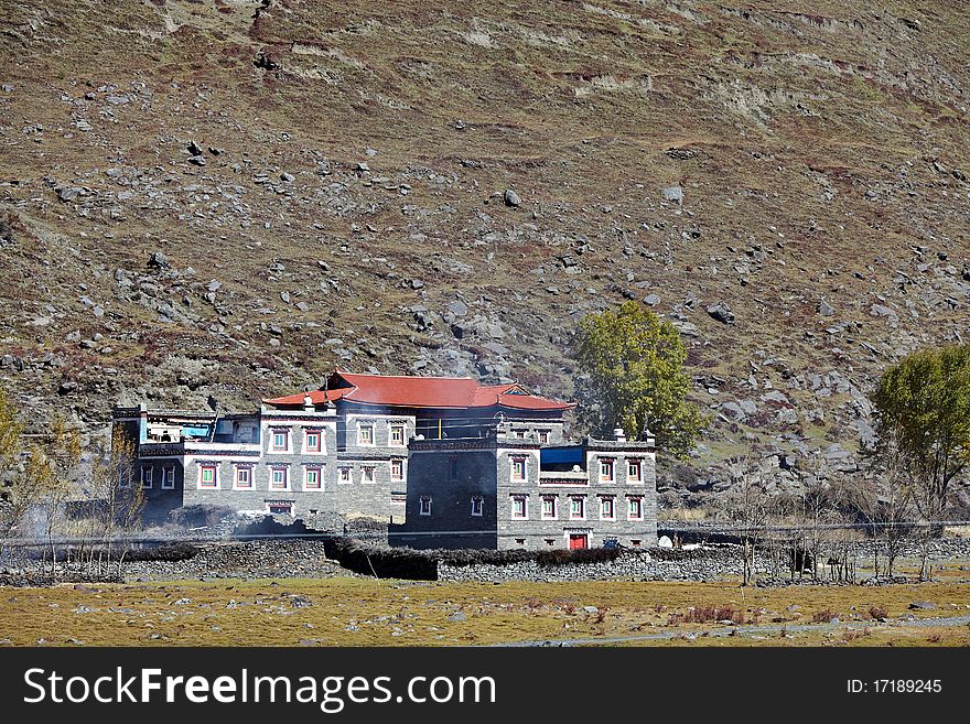 Tibetan style houses in west sichuan provinve of china. Tibetan style houses in west sichuan provinve of china