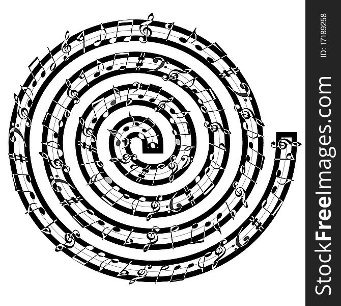 The music notes with rounding isolate computer generated