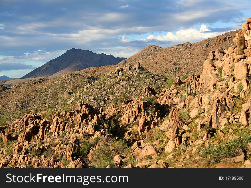 Mountainous terrain in the Sonoran Desert of Arizona. Mountainous terrain in the Sonoran Desert of Arizona.