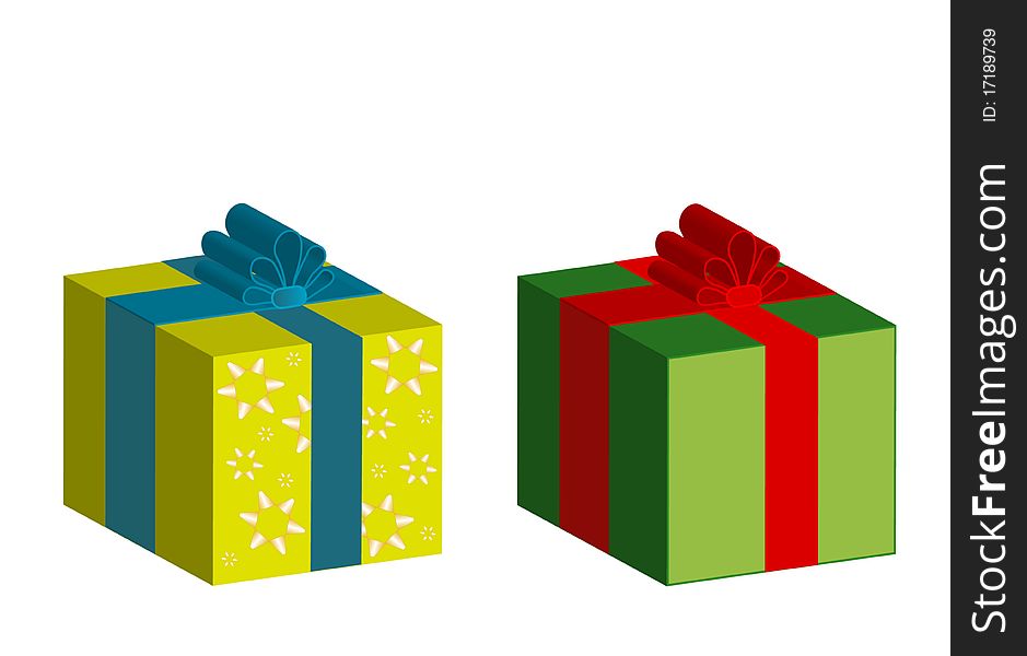 Two Boxes, objects white isolated, vector and jpg