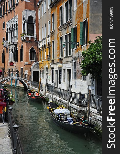 Gondola On The Canal In Venice, Italy