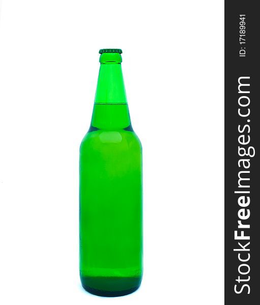 Green glass of beer isolated on white