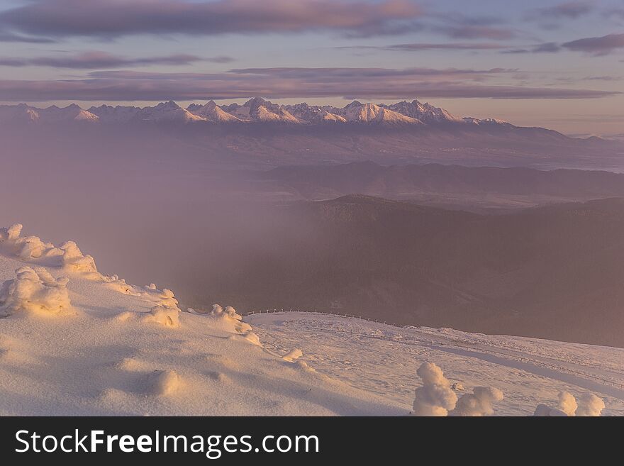 Fog In The Winter Mountains