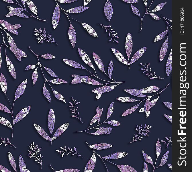 Floral seamless pattern with leaves and flowers. Doodles ornament. Decorative elements. Perfect for wallpaper, web page background, surface textures, fabric textile, vintage paper or scrapbooking