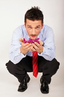 Young Man With Christmas Stars. Royalty Free Stock Photography Young Man With Christmas Stars. Royalty Free Stock Photography
