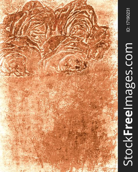 Roses on the old grunge texture