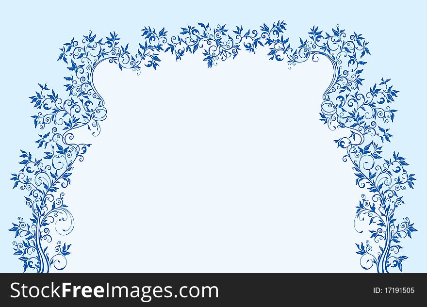 Floral and leaves blue background. Floral and leaves blue background