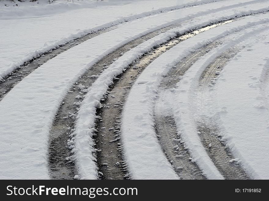 Snow And Car Tracks