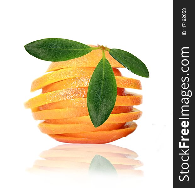 Studio photo of sliced Orange on white background. Studio photo of sliced Orange on white background