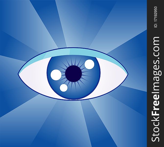 Vector illustration of abstract eye on blue background