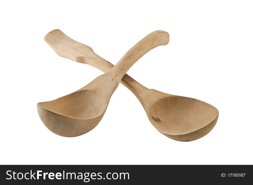 Wooden spoons isolated on a white background