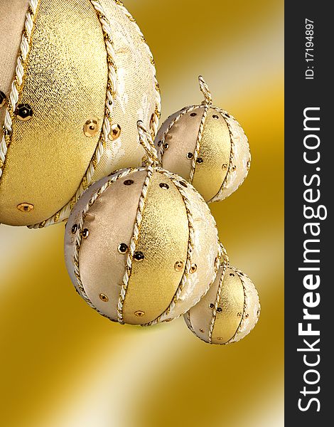 Gold ball for decoration of christmas tree