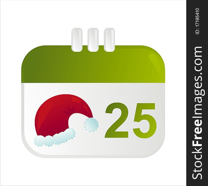 Christmas calendar icon with santa's hat