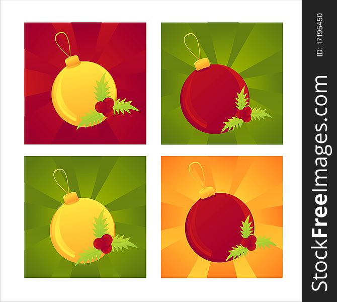 Set of 4 christmas backgrounds with balls