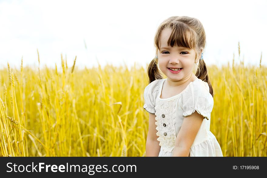 Cute happy little girl in the wheat field. Cute happy little girl in the wheat field