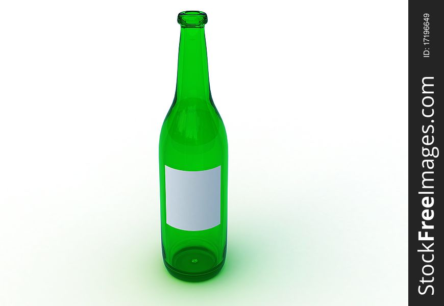 Wine bottle and glass with a blank label on a white background. Wine bottle and glass with a blank label on a white background