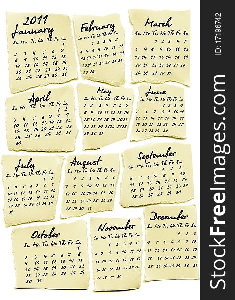 Calendar 2011 On The  Empty Torn Paper