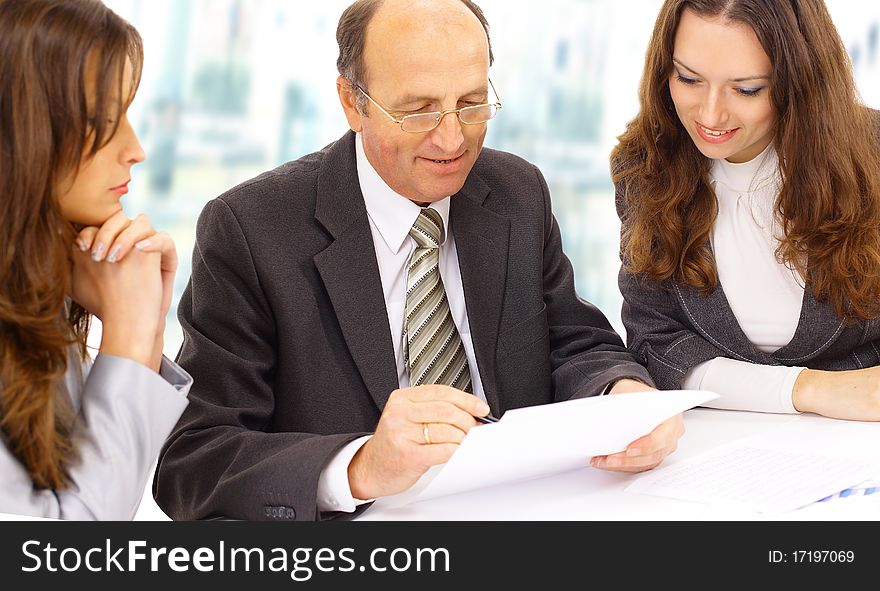 Successful business team isolated background
