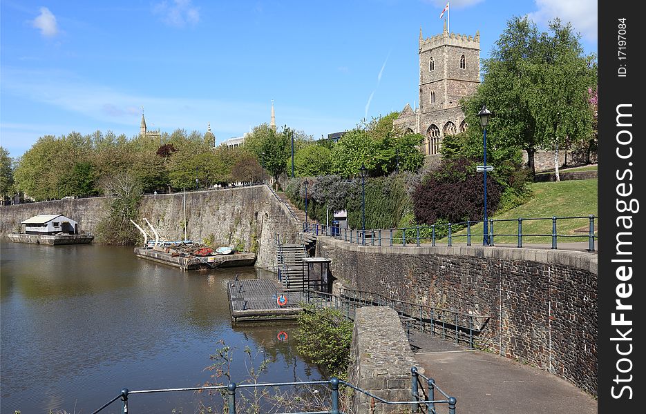 The floating harbour and Avon River at Bristol, England. The floating harbour and Avon River at Bristol, England.