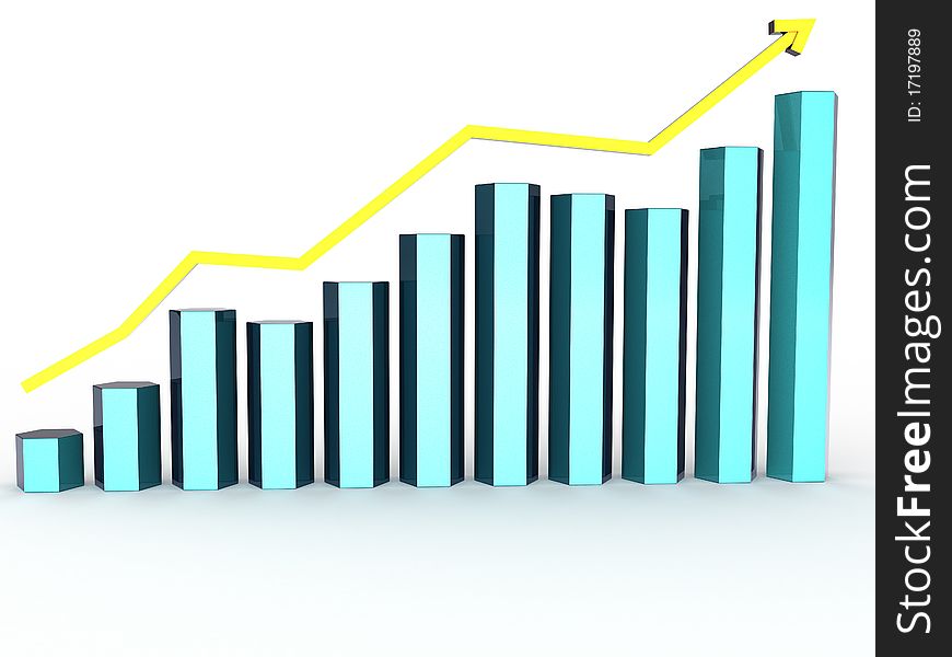 Chart as uneven dark blue hexagons with a yellow pointer on a white background