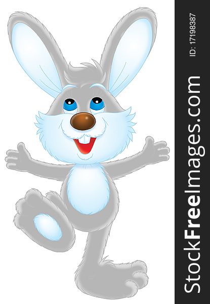 Isolated clip art of a grey rabbit