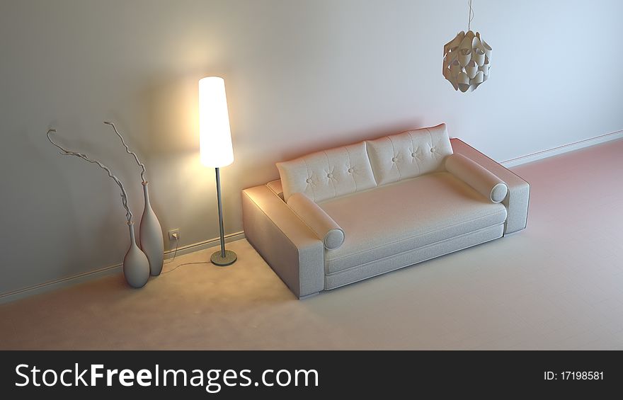 A gray 3d interior composition. A gray 3d interior composition