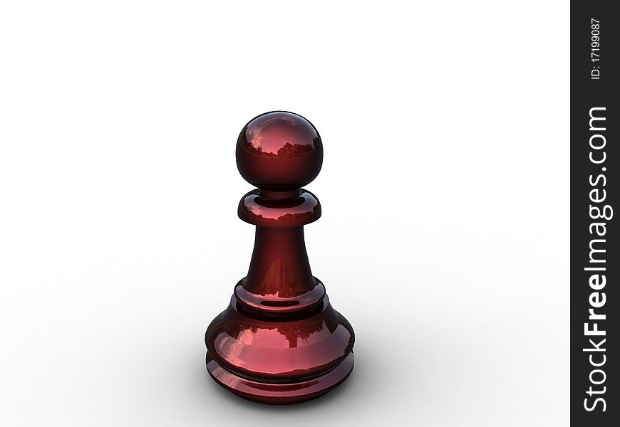 Red chessman pawn on a white background