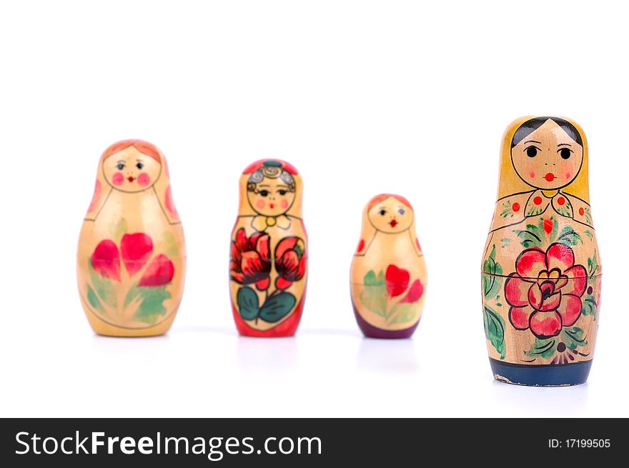 Photo of Russian Nesting Doll on white background