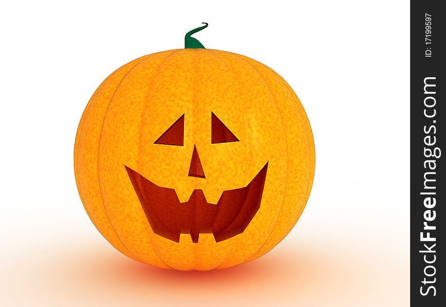 Smiling big pumpkin on a white background