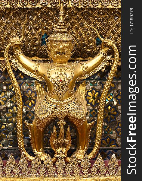 It locates around the church at the center of Grand Palace. It's the superb bronze statue.
