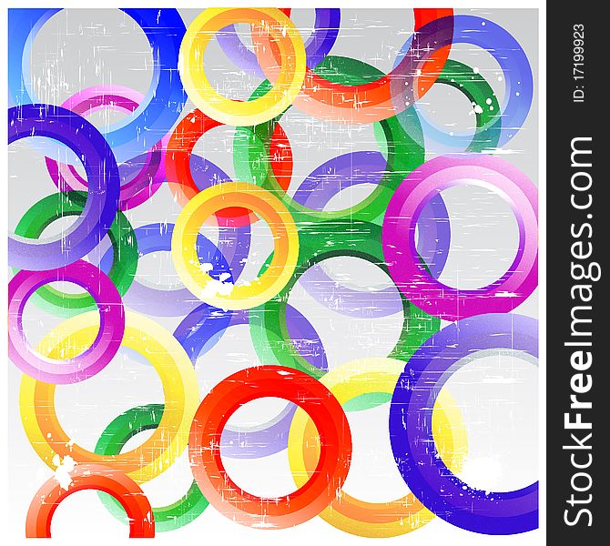 Colorful and mixed circles in front of grey background. Colorful and mixed circles in front of grey background