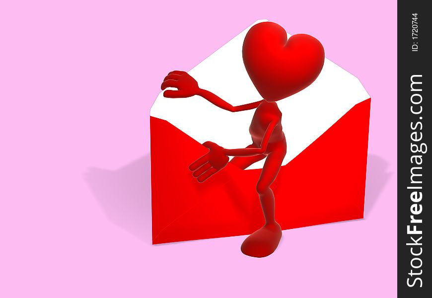 Valentine character climbing into an open envelope.
Character has a satiny glow. Valentine character climbing into an open envelope.
Character has a satiny glow.