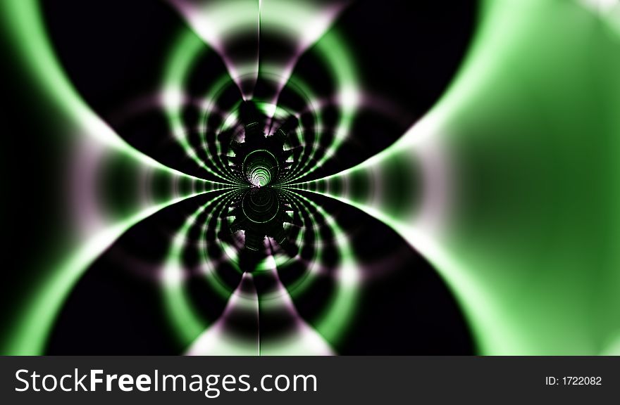 Kaleidoscope design green and black circular shaped fractal. Kaleidoscope design green and black circular shaped fractal