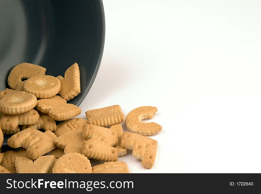 Letter cookies out of a bowl