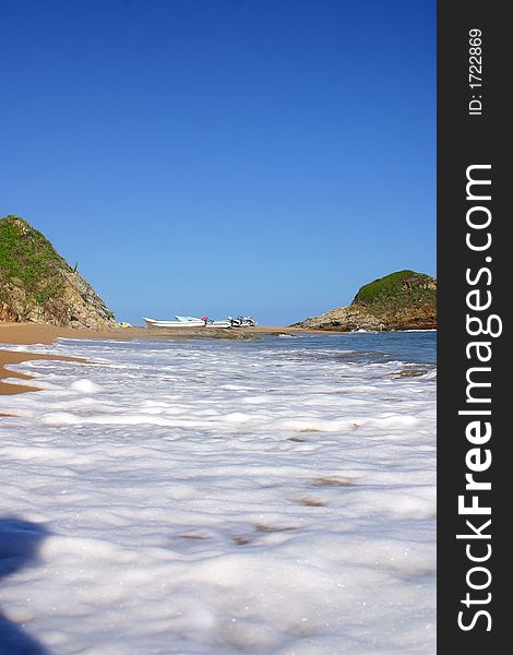 Partial view of the bay of San Agustinillo in the southern state of Oaxaca in Mexico, Latinamerica. Partial view of the bay of San Agustinillo in the southern state of Oaxaca in Mexico, Latinamerica