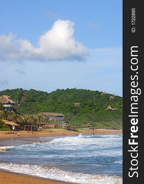 Partial view of the bay of San Agustinillo in the southern state of Oaxaca in Mexico, Latinamerica. Partial view of the bay of San Agustinillo in the southern state of Oaxaca in Mexico, Latinamerica