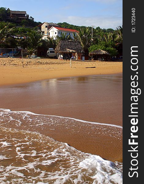 View of the beach of San Agustinillo in the southern state of Oaxaca in Mexico, Latinamerica