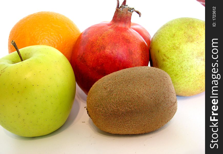 Fruits are in the white background