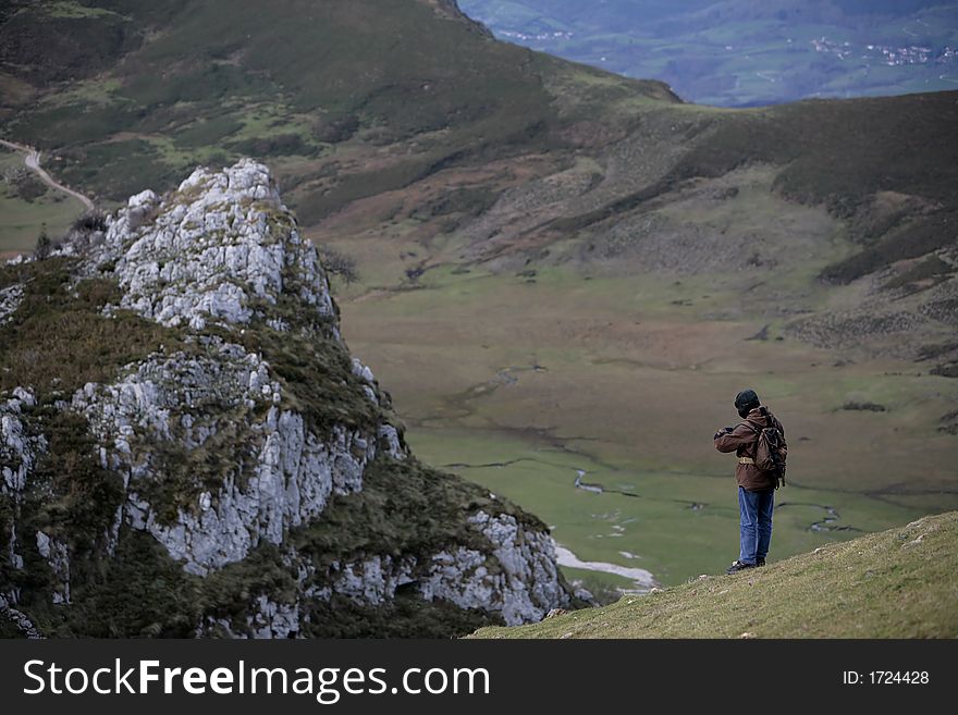 Man in the mountain of picos da europa