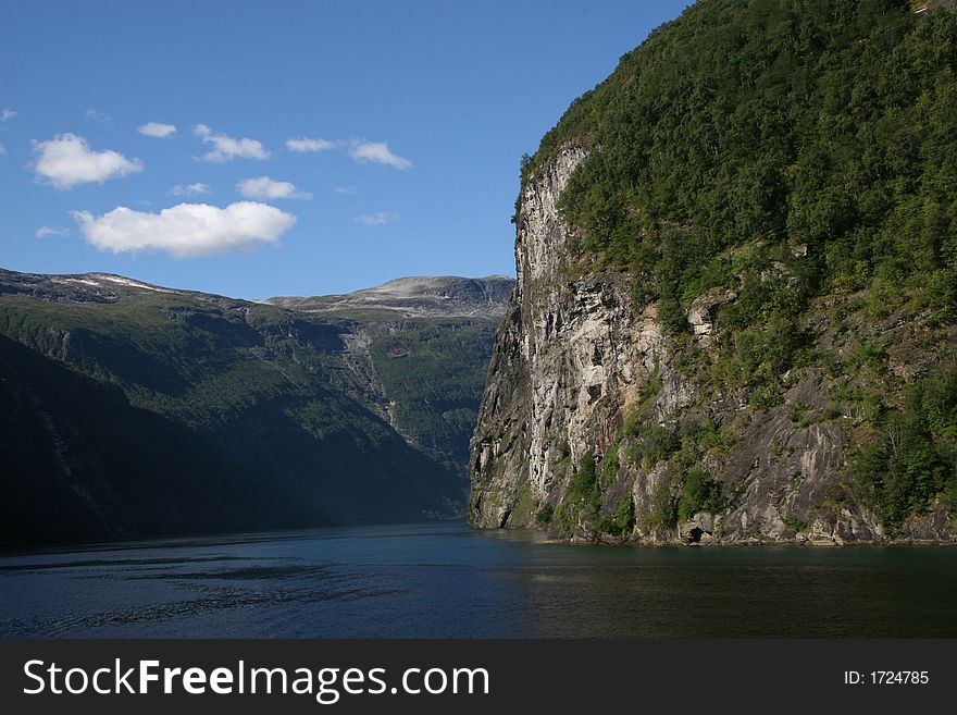 Noway, Fjord. Water And Mountains