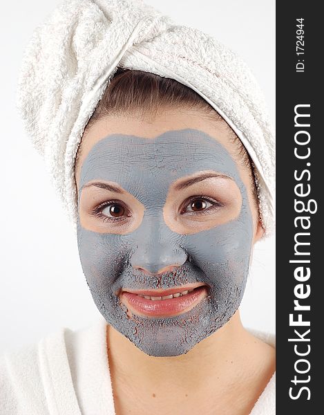 Attractive woman in blue facial mask. Attractive woman in blue facial mask