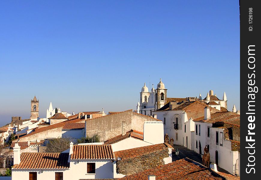 Village of monsaraz with streets decorated during the time of the christmas