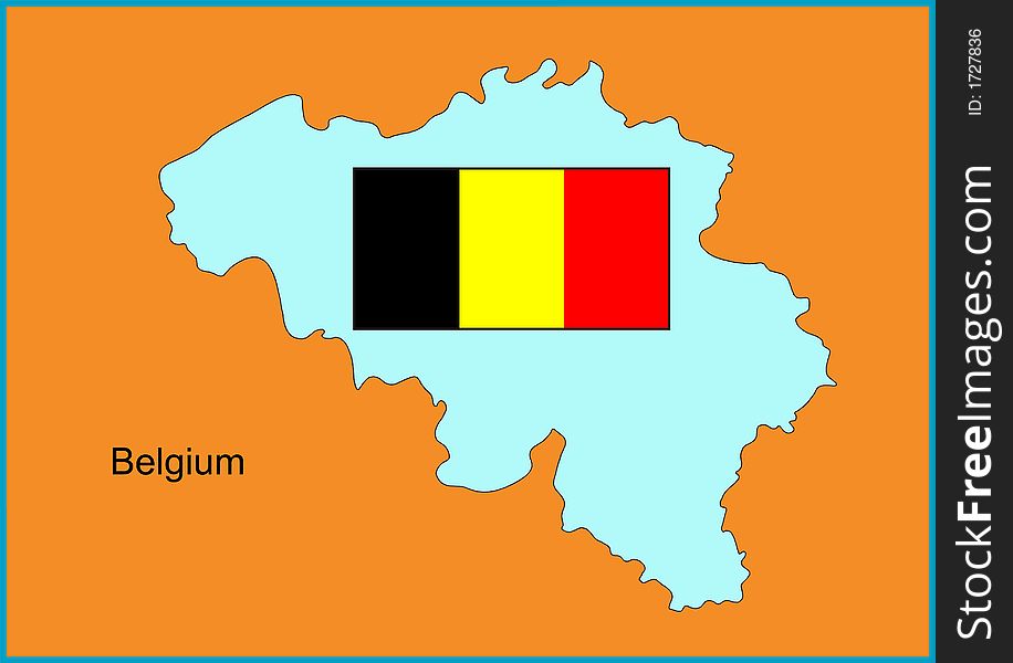 Vector map and flag of Europe country Belgium